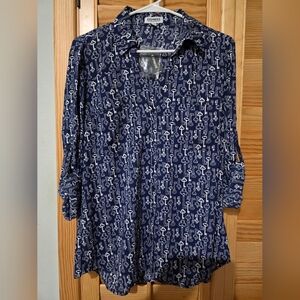 Women's Blue Patterned Top